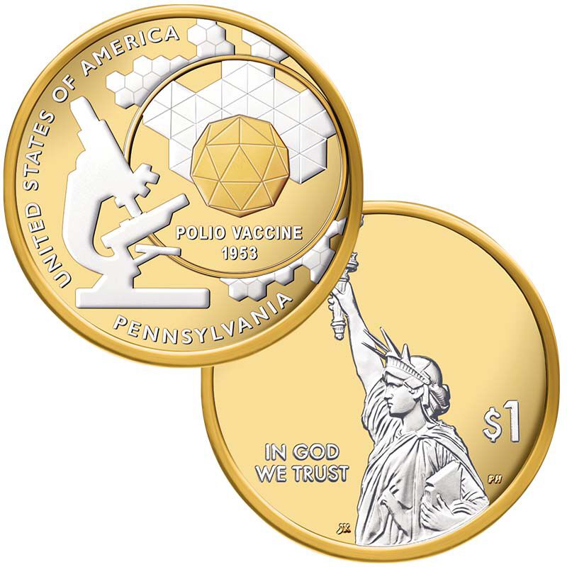 Platinum  Gold Highlighted Statehood Innovation Dollar Coins IPG 3