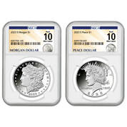 perfect 10 set of 2023 morgan and peace silver dollars MPX a Main