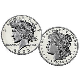 2023 showcase set of morgan and peace silver dollars MPE c Coins