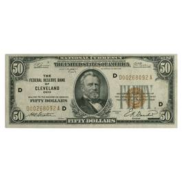 Depression Era High Value US Currency HDN 6