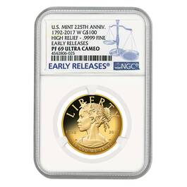 Americas First High Relief Proof 100 Gold Coin GL7 4