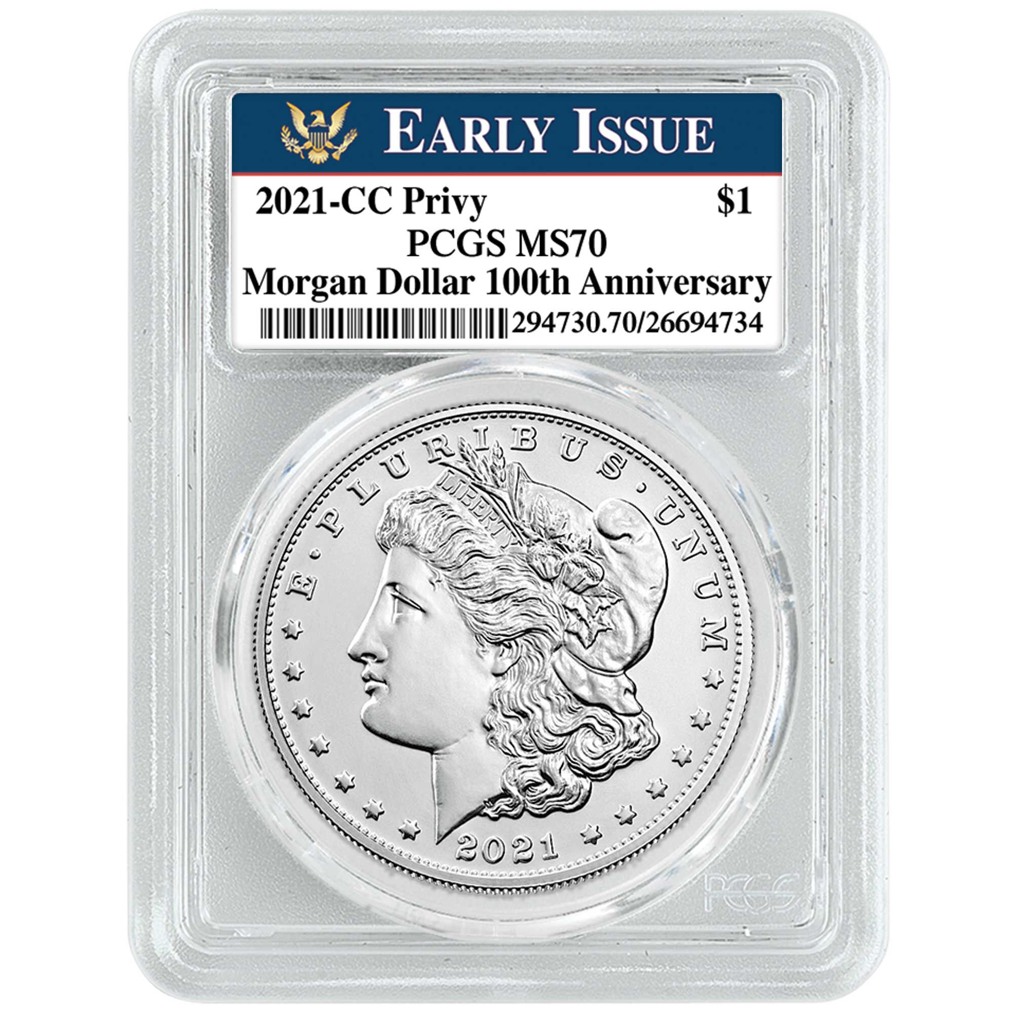 ms70 morgan silver dollar 100th anniversary mint set CM7 b Slab