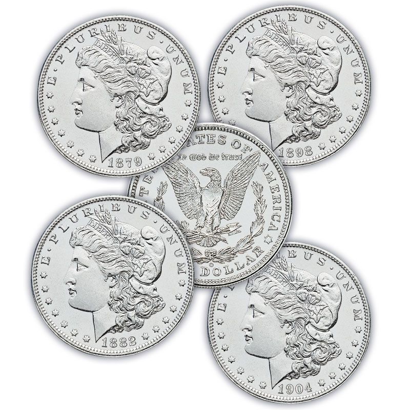 4 Decade Set of Uncirc New Orleans Mint Morgan Silver Dollars MOU 1