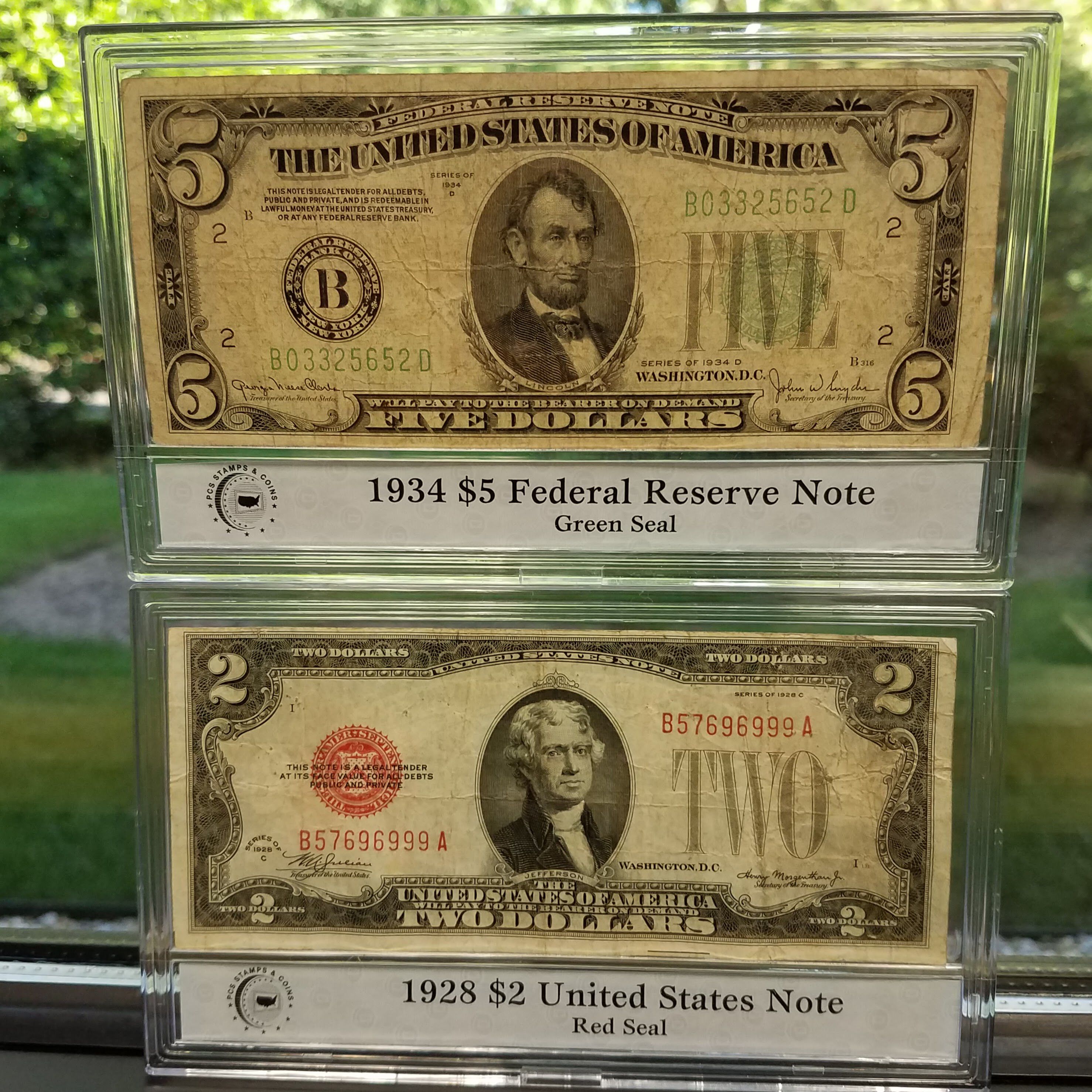 Two Bill Combo Red Seal & Silver Certificate Notes~Varied year & Condition 