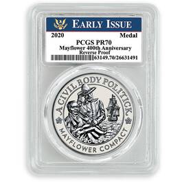 mayflower 400th anniversary reverse proof silver medal SMF a Main