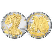 platinum and gold highlighted walking liberty silver LPG b Coin