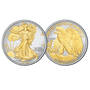 platinum and gold highlighted walking liberty silver LPG b Coin