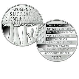 womens suffrage centennial proof silver dollar medal WSF b Medal