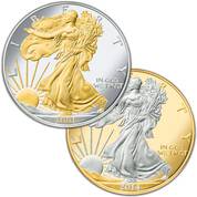 Platinum and Gold Highlighted American Eagle Silver Dollars PGE 1
