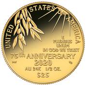 end of world war ii 75th anniversary proof gold coin GW2 b Coin