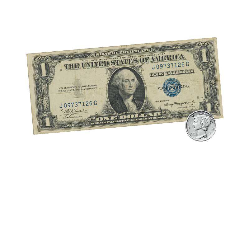 Mercury Silver Dime  1 Silver Certificate    Introductory Discount CUC 1