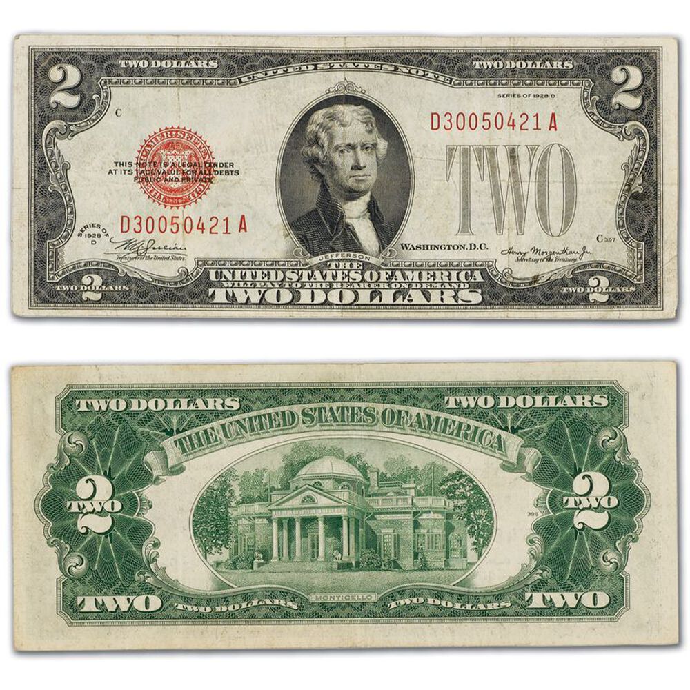 Year 2009 Series G $2 bill two dollar bank note Federal Reserve USA uncirculated