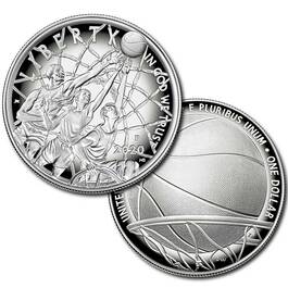 The 2020 Basketball Hall of Fame Proof Silver Dollar BEI 1