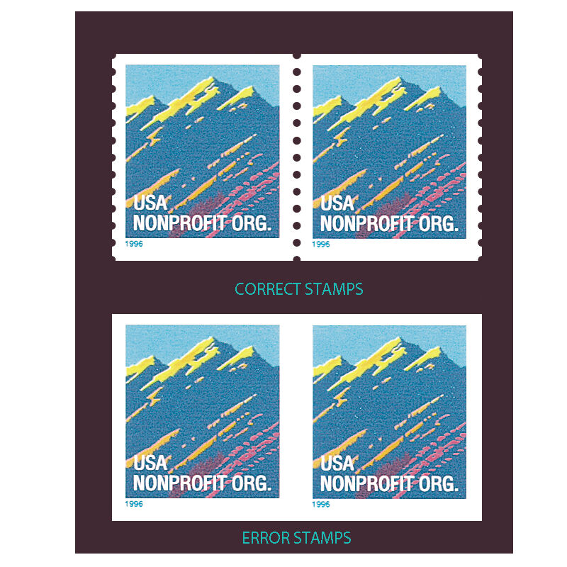 1996 MOUNTAIN IMPERFORATE ERROR STAMPS MTN 1