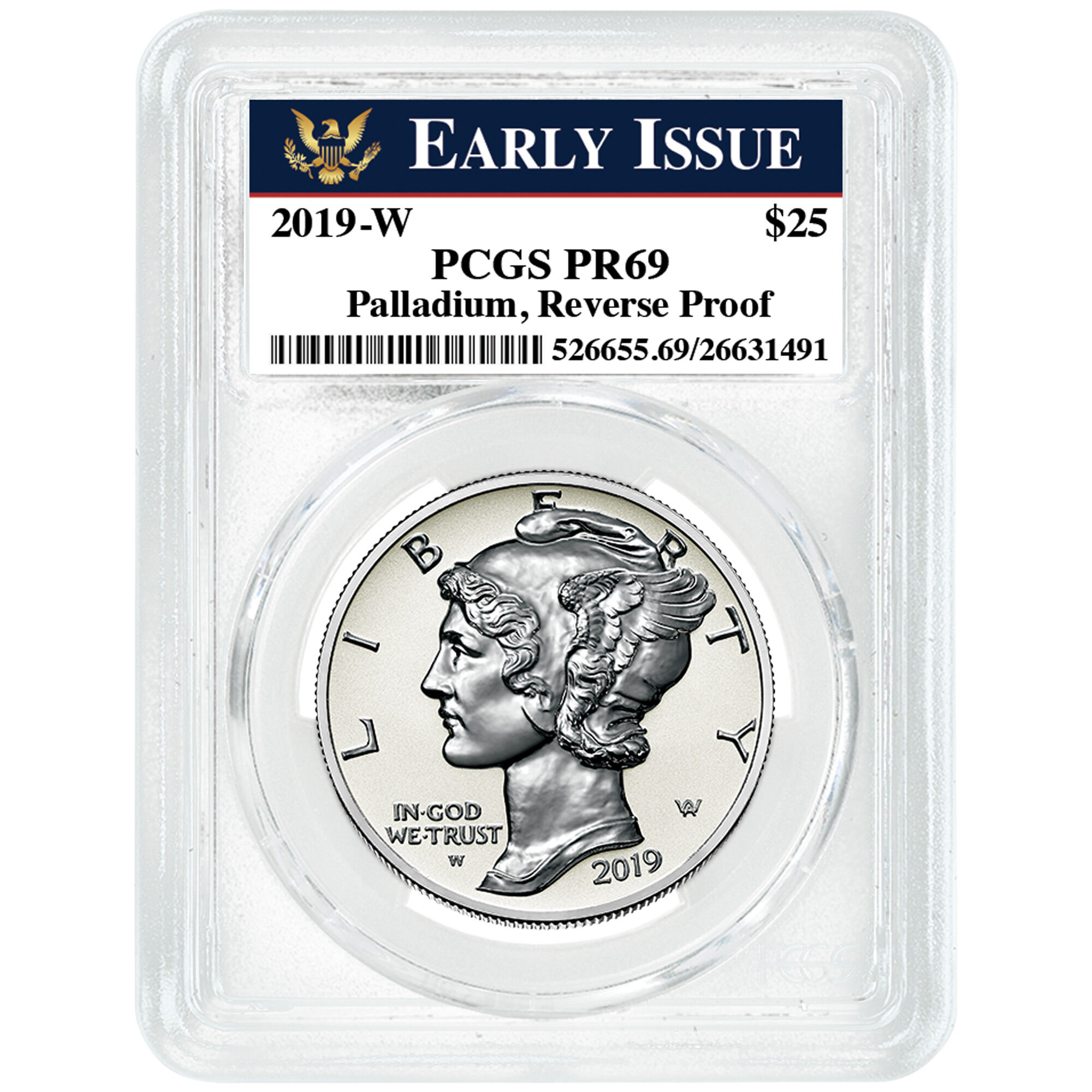 americas first reverse proof palladium coin L19 c Slab69