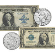 1920s one dollar silver coin and currency set DCS a Main
