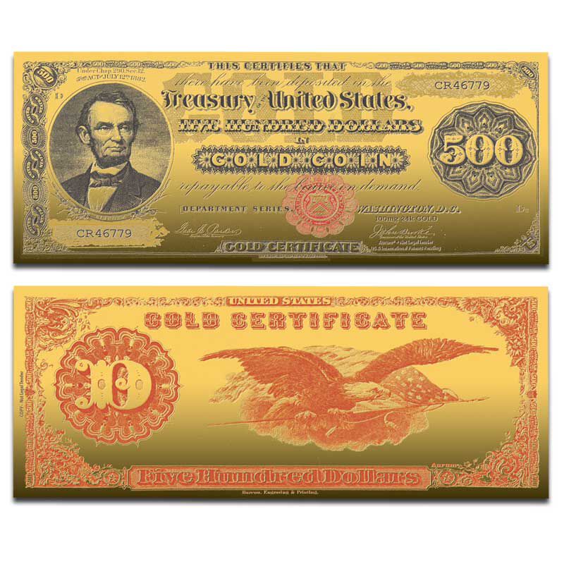 3 pcs The USD 5 100 500 United States dollars ingot 24k real gold