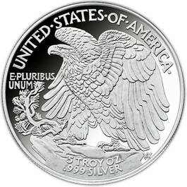 walking liberty five ounce silver CS5 d Coin