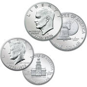 the complete collection of u.s. bicentennial coins B76 b Dollar Half Dollar