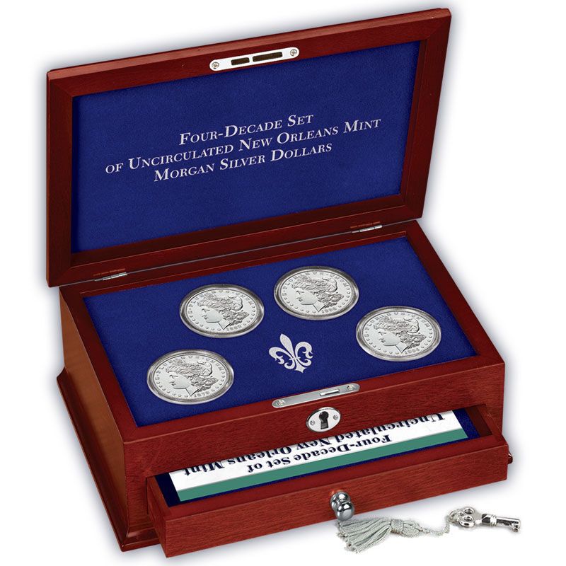 4 Decade Set of Uncirc New Orleans Mint Morgan Silver Dollars MOU 4