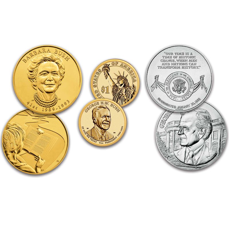 george hw bush presidential dollar and medal BRP c Coins