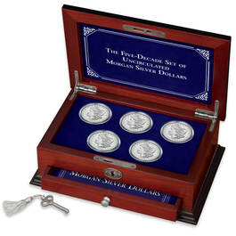 five decade set of uncirculated morgan silver dollars MDR c Chest