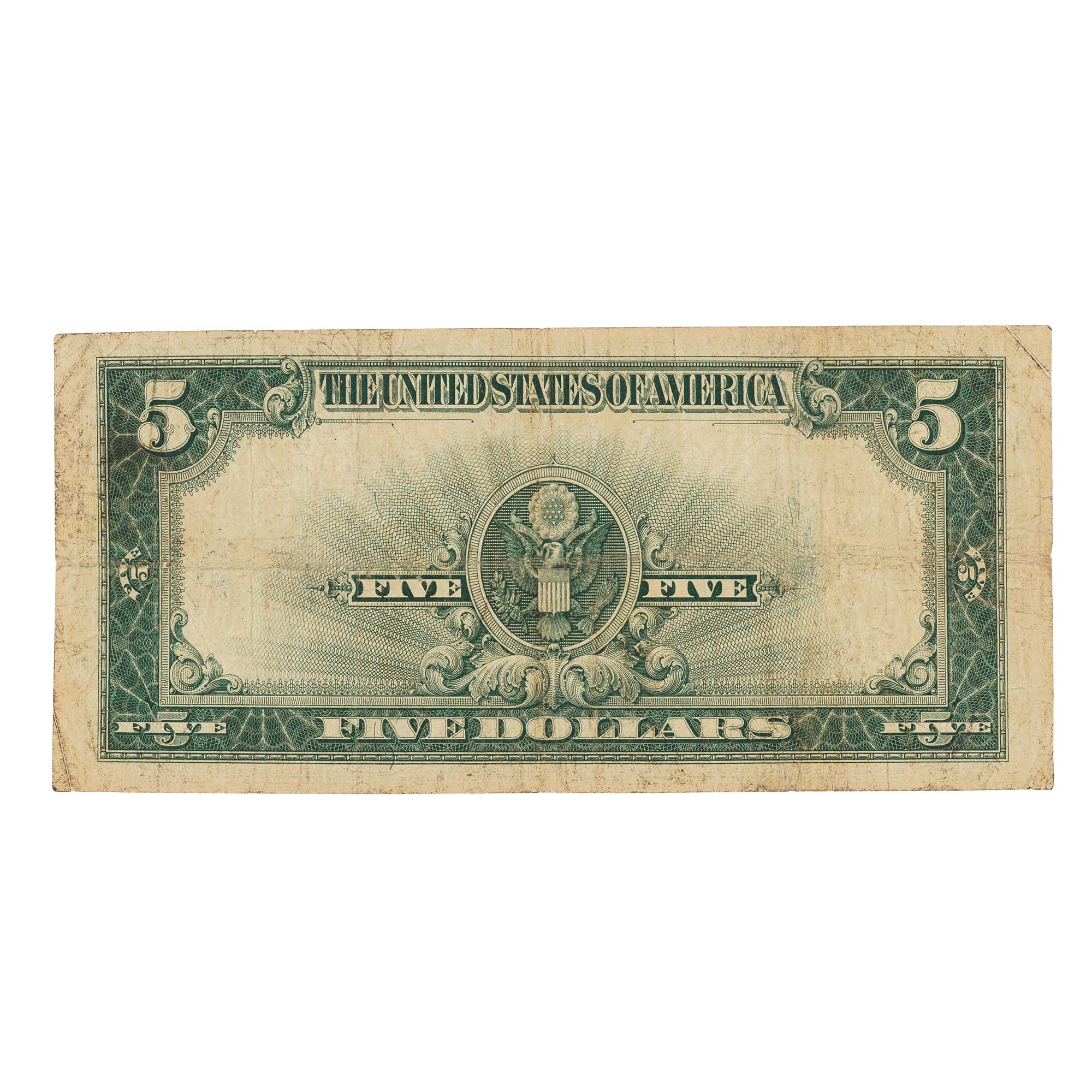 last large size 5 dollar silver certificate SPT a Main
