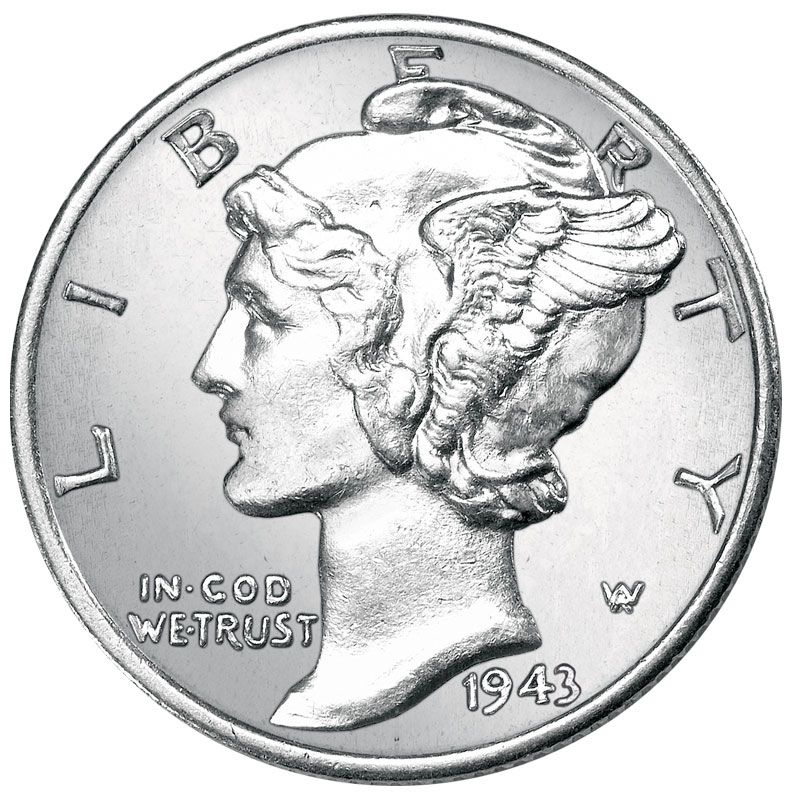 1943-S Mercury Dime US 90% Silver Coin BU Brilliant Uncirculated UNC 