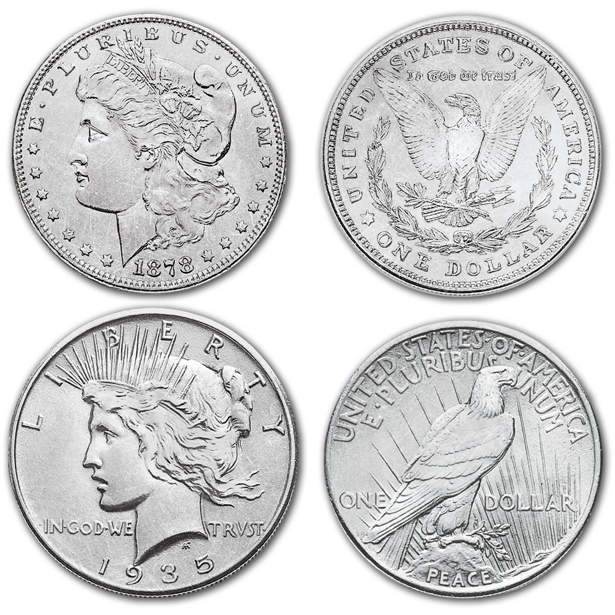 complete morgan peace silver dollar 100th anniversary MDS a Main