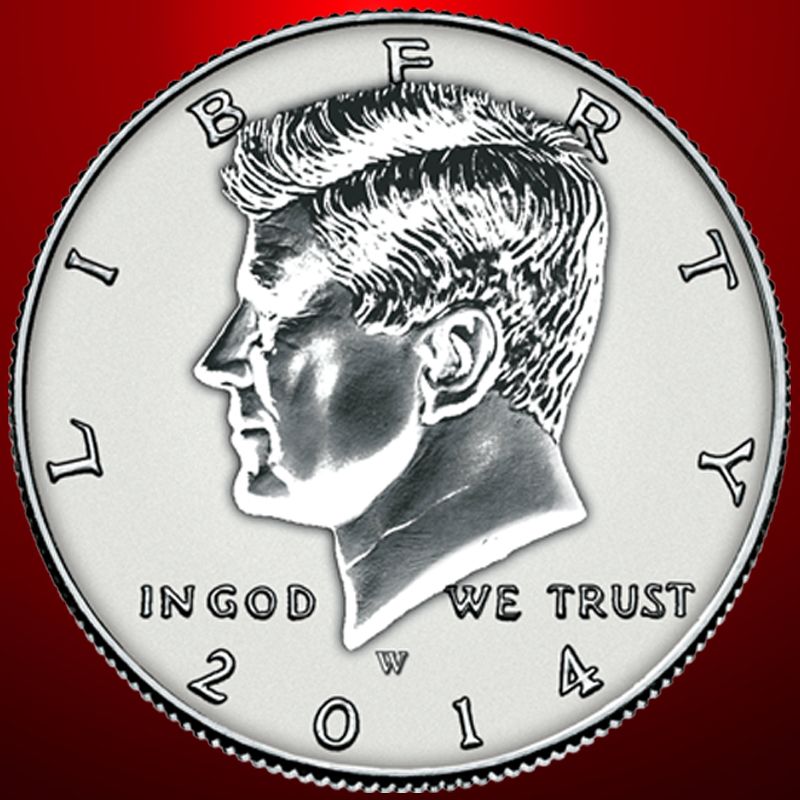 FLOWING FLAG Colorized 2014 JFK Kennedy Half Dollar Coin 24K GOLD PLATED D 
