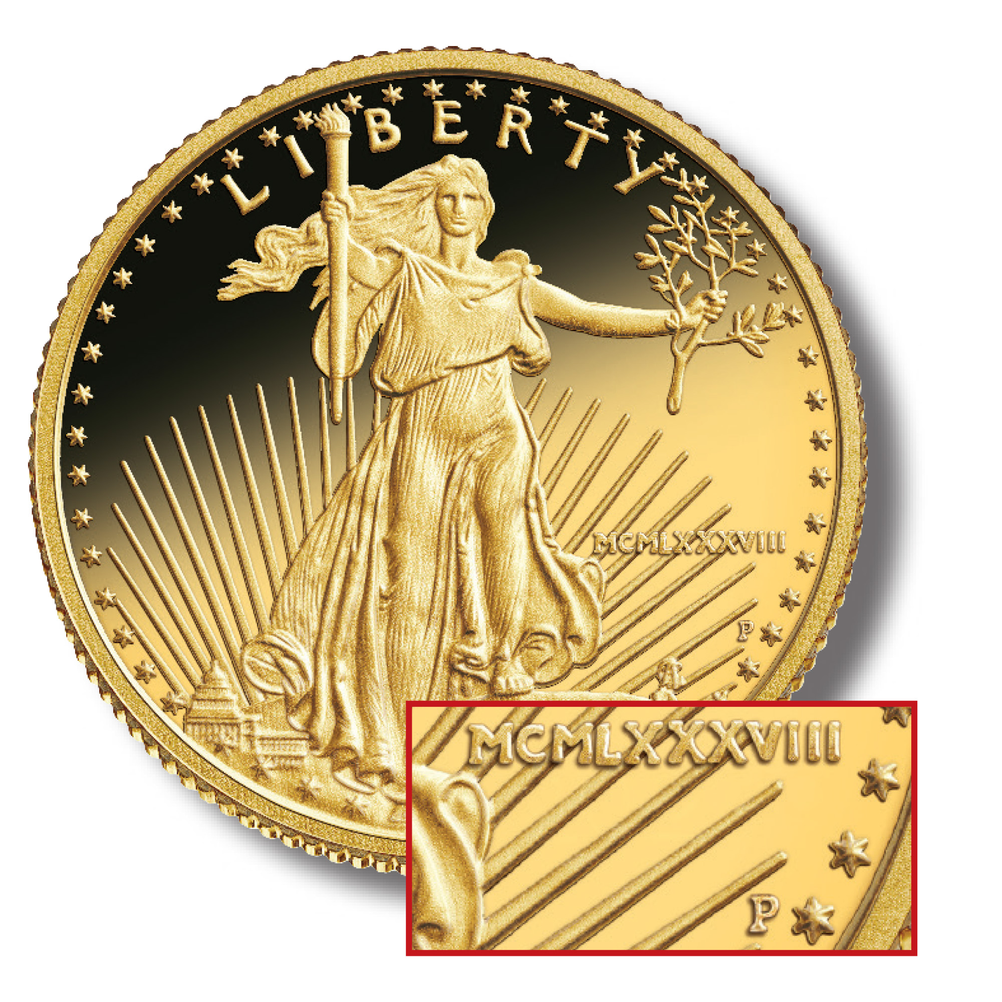 roman numeral american eagle proof gold coin GEP b Coin